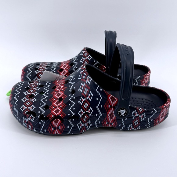 Crocs Baya Holiday Graphic Clog Mens Size 10 Navy Blue Fair Isle Comfy Gift NWT - Picture 10 of 10